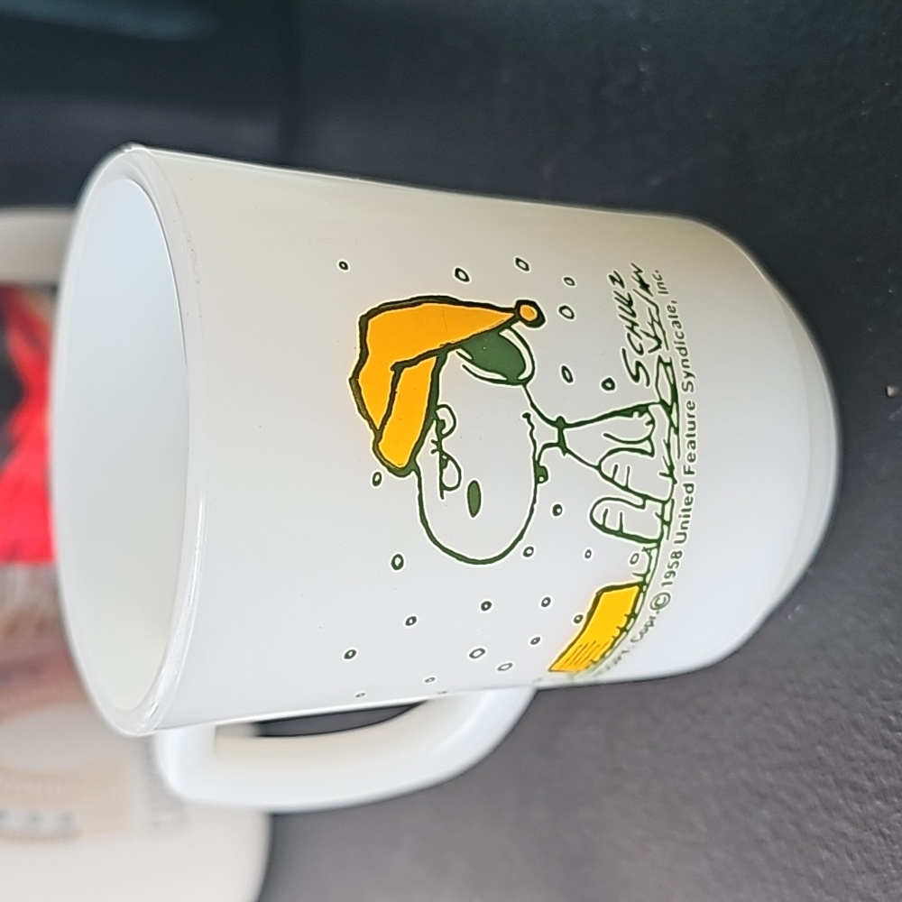 Snoopy Fire King Mug Hate It When It Snows on French Toast Milk Glass
